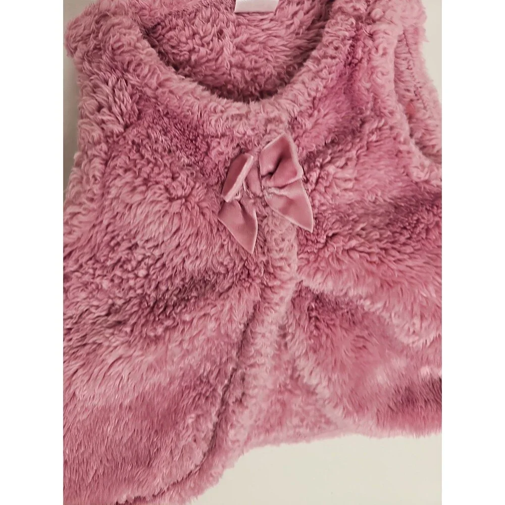 Carter's Baby Girls Pink Plush Faux Fur Vest 18 Months Bow Front